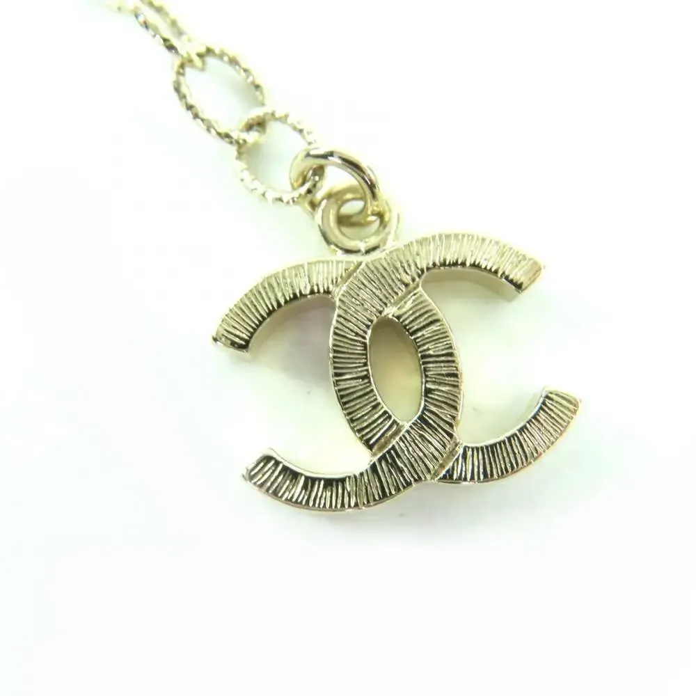 Chanel Cc Logo Pendant Necklace Gold- #250119C14B